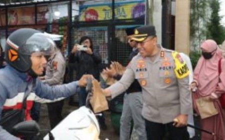 Kapolres Batu Berbagi  Takjil Kepada Pengendara