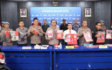Berantas Narkoba, Polresta Malang Kota Amankan 1,3 Kg Sabu dan 20 Tersangka
