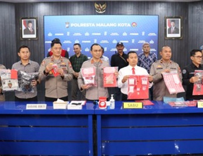 Berantas Narkoba, Polresta Malang Kota Amankan 1,3 Kg Sabu dan 20 Tersangka