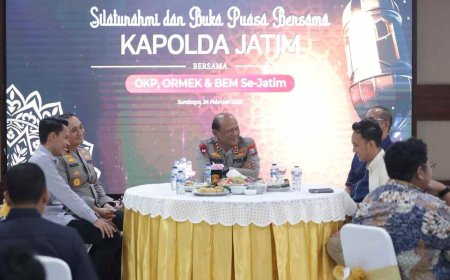Kapolda Jatim Silaturahmi dan Buka Puasa Bersama OKP, ORMEK dan BEM Se-Jawa Timur