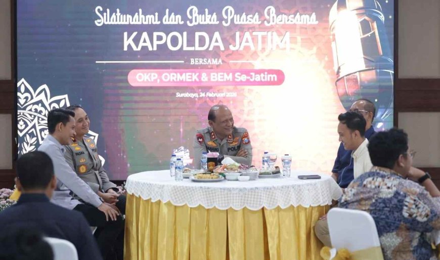 Kapolda Jatim Silaturahmi dan Buka Puasa Bersama OKP, ORMEK dan BEM Se-Jawa Timur