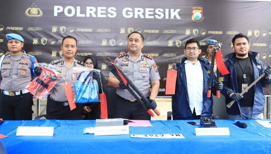 Polres Gresik Amankan Komplotan Residivis Pencuri Kabel PLN Lintas Daerah