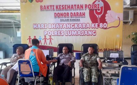 Sambut Hari Bhayangkara ke 80 Tahun 2026, Polres Lumajang Gelar Bakti Kesehatan
