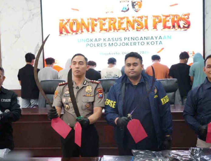 Polres Mojokerto Kota Amankan 21 Pemuda Diduga Serang Angkringan di Magersari